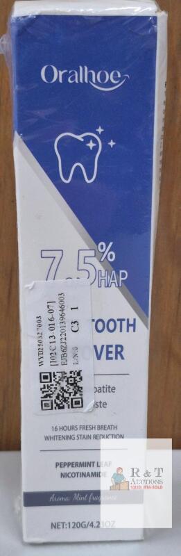 NEW Oralhoe Hydroxyapatite Whitening Toothpaste 120g Peppermint, Enamel Repair, Exp 2028, Sealed