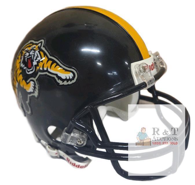 Hamilton Tiger-Cats Riddell Mini Helmet, Replica Collectible, Black/Gold Stripe, CFL Football