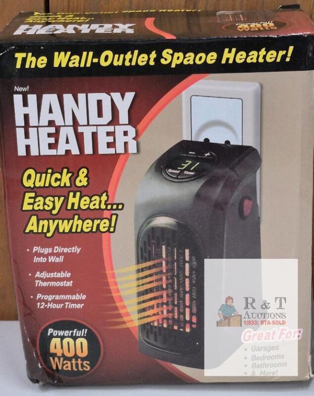 Handy Heater 400W Plug-In Wall Outlet Ceramic Space Heater, Digital Display, Thermostat, Timer