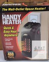 Handy Heater 400W Plug-In Wall Outlet Ceramic Space Heater, Digital Display, Thermostat, Timer
