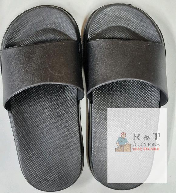 Black KD-005 Slide Sandals, Size 29 CM, Kids Rubber Slip-On Non-Slip