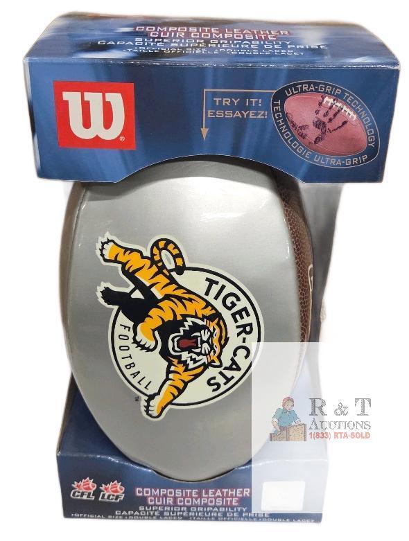 Wilson CFL Official Composite Leather Football&mdash;Tiger-Cats Logo, Ultra-Grip, New in Box