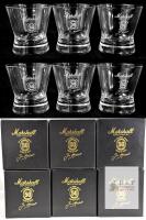 Marshall 50th Anniversary Whiskey Glasses Set of 6, Commemorative, Original Boxes, Jim Marshall