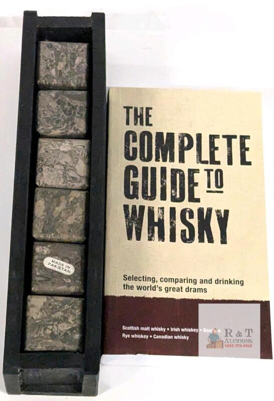 The Complete Guide to Whisky Book with 6 Fossil Marble Whiskey Stones,