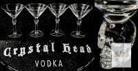 Crystal Head Vodka Skull Stem Martini Glasses Set of 4, 6" Tall, 7.5oz Capacity, Clear Glass
