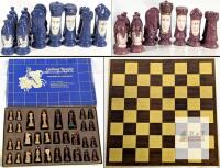 Gallant Knight Chess Set: Themed Ceramic & Staunton Pieces, Board, Original Box, Full Set