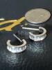 14K Baguette Hoop Stud Earrings New GLD - 4