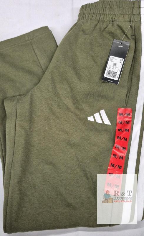 NEW Adidas M 3-Stripes Fleece Pants, Olive, Men&rsquo;s Medium, JY9027, New, Badge of Sport Logo, RFID