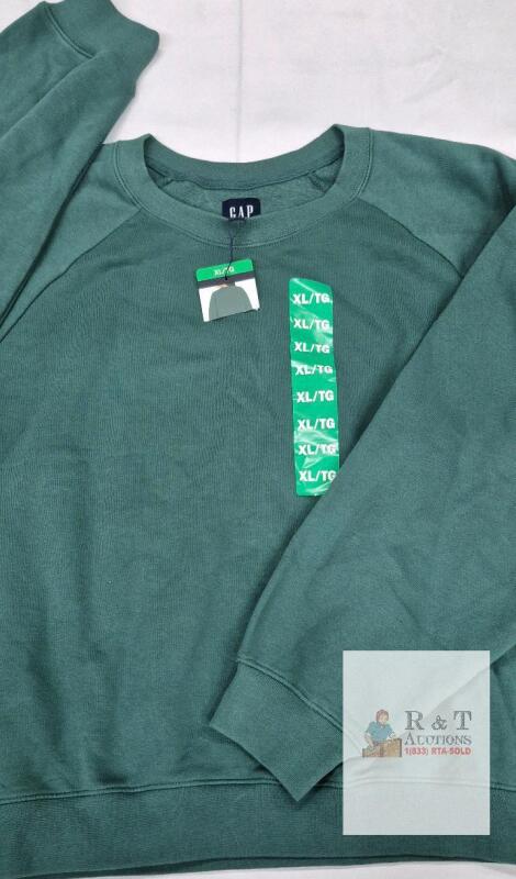 NEW GAP XL Crewneck Fleece Sweatshirt, Forest Green, Raglan Sleeves, New with Tags, Unisex Pullover