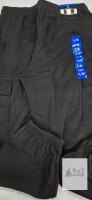 NEW Tuff Athletics Black Cargo Jogger Pants, Women's Large, Elastic Waist, Cargo Pockets