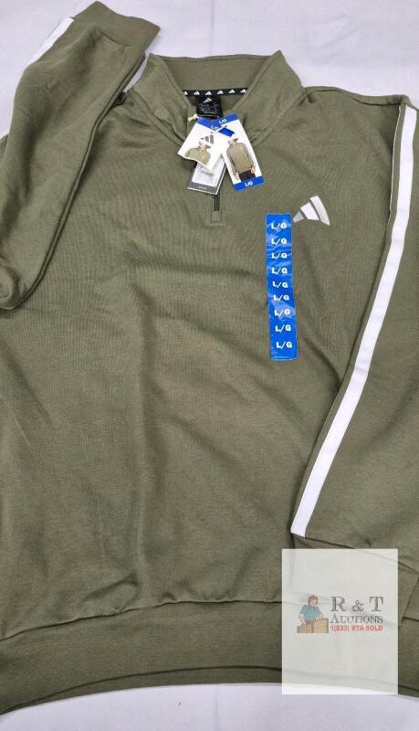 NEW Adidas Men's Olive 3-Stripes Quarter-Zip Track Jacket, Size Large, New with Tags, UPC 196622455520
