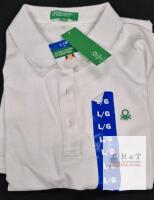 NEW United Colors of Benetton Classic White Polo Shirt, Size L, 100% Cotton, New with Tags