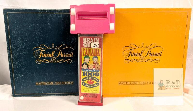 Trivial Pursuit Genus & Genus II Master Games T101 T107 w/ Quiz 500 & Brain Quest Canada Deck