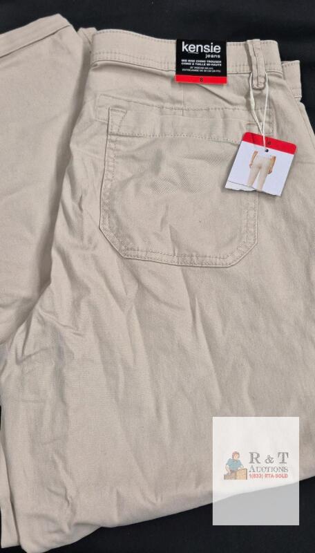 NEW Kensie Women's Size 8 Mid Rise Chino Trouser, 26" Inseam, Khaki/Beige, Stretch Cotton