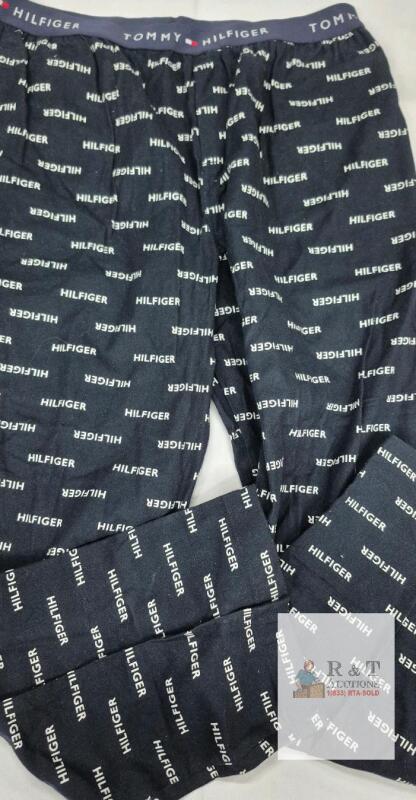 NEW Tommy Hilfiger Men's Lounge Sleepwear Pants, Size L, Navy Allover Logo, 100% Cotton