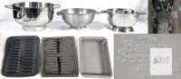Revere Ware Stainless Colander Yd94, 5 Qt, EKCO Baker&rsquo;s Secret Air Insulated Pan, 3 Colanders, 3 Pans