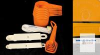 Vintage Tupperware, Corning, Pyrex Measuring Cups & Spoons Set, Orange & White, Made in Canada