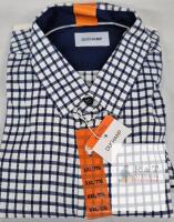 NEW Duchamp XXL Navy Windowpane Check Cotton Shirt, Spread Collar, Button Front