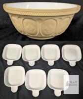 T.G. Green Gripstand Mixing Bowl Large 11.5" England w/ 7 Matching Handled Dishes Patent 491517