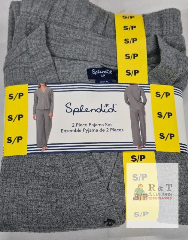 NEW Splendid 2 Piece Pajama Set, Small, Gray, Women's, 100% Polyester, Button-Front Top