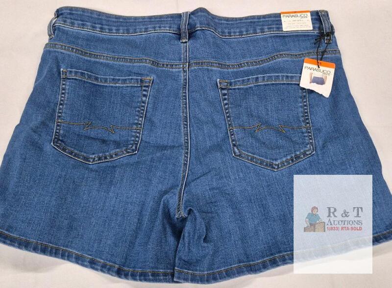 NEW Parasuco High Rise Classic Fit Denim Shorts Size 16 Women's Tummy Control Medium Blue Wash