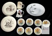Mixed Lot Royal Silver Jubilee, Canadian, & Golden Grain China, Wood & Sons, 22K Gold, 12 Pieces