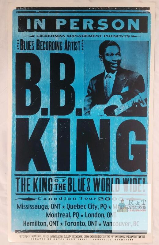 B.B. King Canadian Tour 2003 Hatch Show Print Concert Poster 13"x22" Blue/Black Nashville