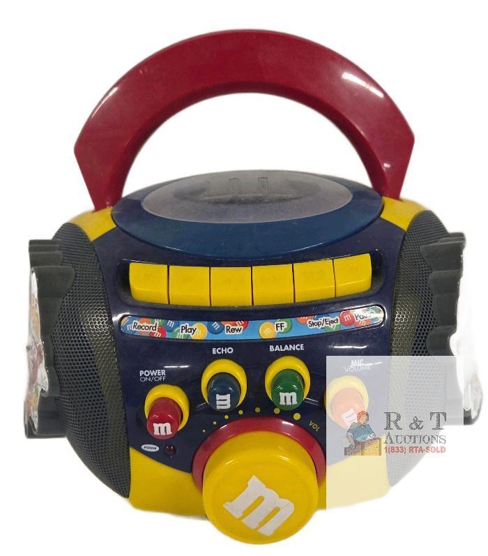 M&M&rsquo;s Karaoke Cassette Player Boombox &ndash; Portable, Dual Speakers, Echo/Balance Controls, 11" Wide