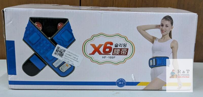 XINKE HF-169F Electric Slimming Massage Belt, Rechargeable, 18W, Adjustable 28-48&rdquo; Waist, Blue