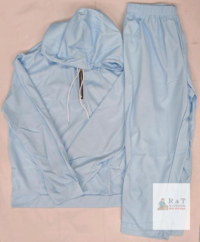 NEW XXXL Light Blue Polyester Tracksuit Set, Pullover Hoodie with Drawstring, Elastic Waist Pants