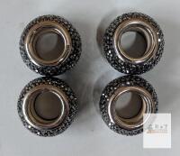 NEW Bright Black Rhinestone Valve Stem Caps, Set of 4, Universal Fit, XINLIYA, Metal Alloy