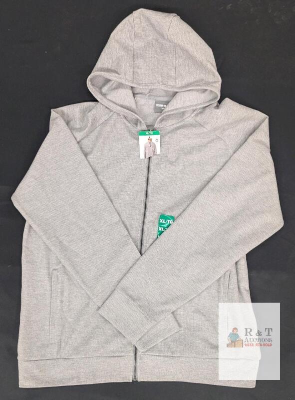 NEW 32 Degrees Heat Full-Zip Hoodie XL Grey, Men's, Polyester Blend, Front Pockets, Attached Hood