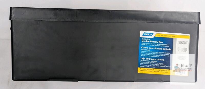 Camco Double Battery Box for (2) 6V GC2 or (2) 12V 24/24M, 22.7"x8.5"x10", Polypropylene, USA