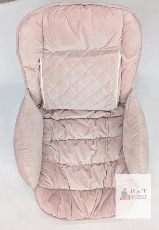 Plush High-Back Pink Velvet Seat Cushion, 38"x23", Buckle Straps, Recliner/Chair Comfort Pad
