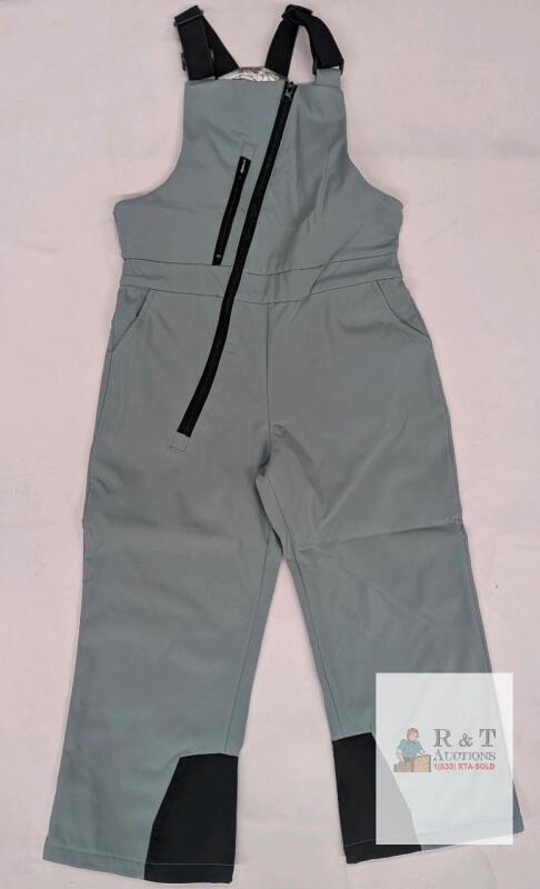 NEW Children's Snow/Ski Bib Pants Gray, Adjustable Straps, Reinforced Ankles, 33" Length