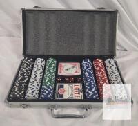 Casino Niagara Poker Chip Set with Aluminum Case, 2 Decks Cards, Dealer Button & Dice, 300 Chips