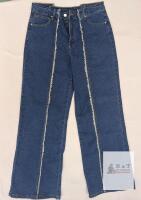 NEW XL Wide Leg Blue Jeans, Frayed Seams, 75% Cotton, 5-Pocket, Stretch, Zipper Fly