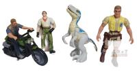 Jurassic Park / World 4 Action Figures with Motorcycle & Raptor, Alan Grant, Owen Grady, Blue