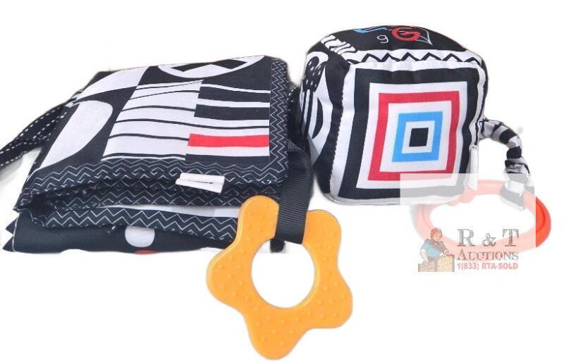 NEW High Contrast Baby Sensory Toy Set &ndash; Soft Book, Activity Cube, Teether, 0-12 Months