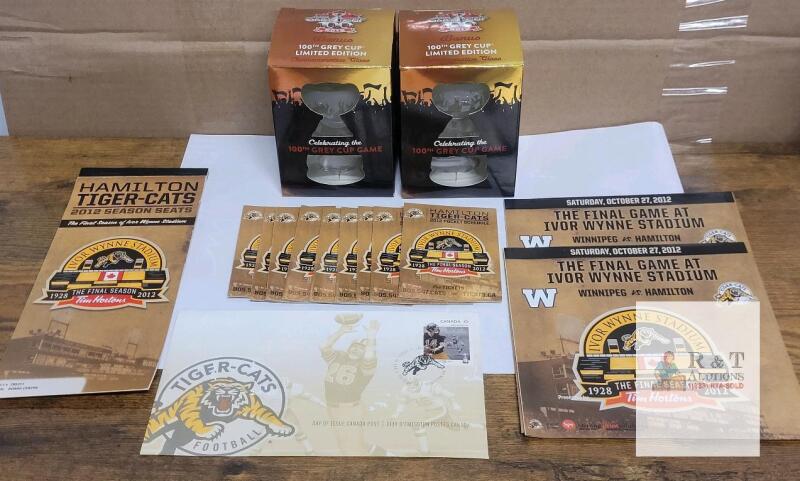 Hamilton Tiger-Cats & 100th Grey Cup Limited Edition Collection w/ Commemorative Glasses, 2012 Tickets