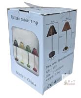 Small Rattan LED Table Lamp - 3-Color Adjustable, USB-C Rechargeable, 3W, 11.8" Height