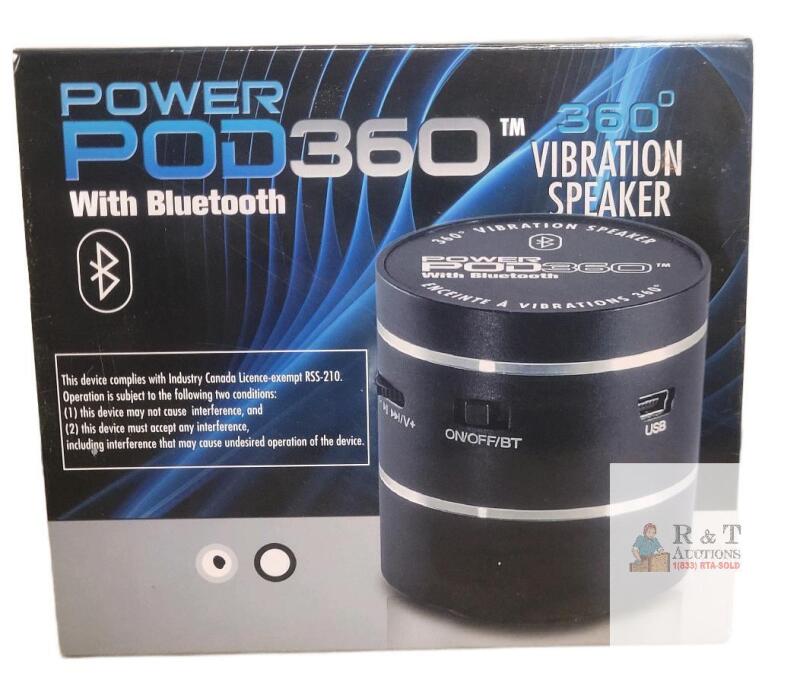 Innovage Power Pod 360 Bluetooth 5W Mini Vibration Speaker, 600mAh, Aux/USB, 360&deg; Sound