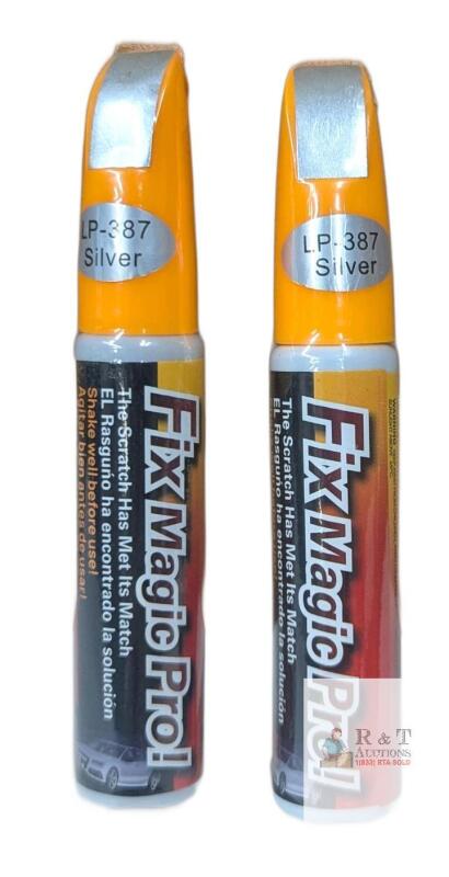 2 NEW Fix Magic Pro! LP-387 Silver Automotive Touch-Up Pen, Scratch Repair, 0.34 fl oz (10 ml)
