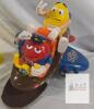 M&M&rsquo;s Collectible Candy Dispenser and Coin Bank Lot &ndash; Yellow Gumball, Red Basketball, Airplane Ride - 4