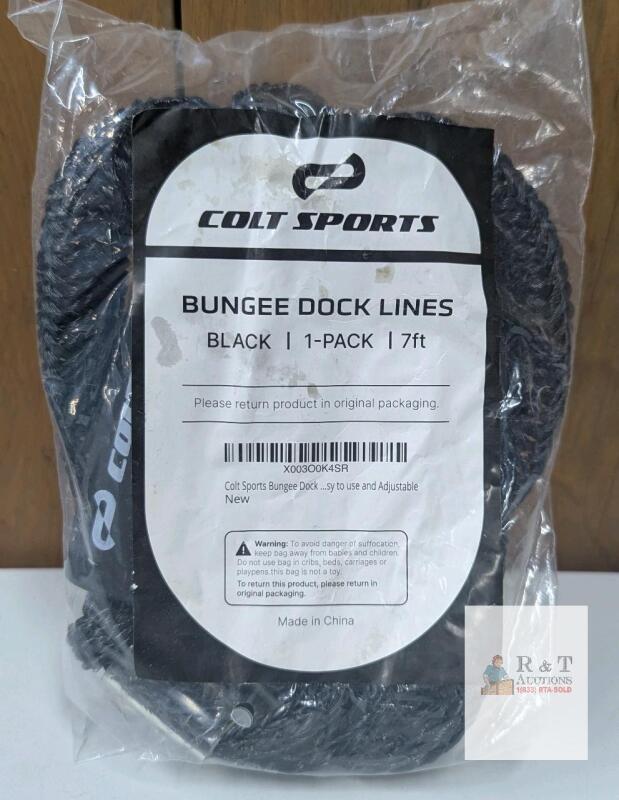 NEW Colt Sports Bungee Dock Line, Black, 7 ft, 1-Pack, Model X00300K4SR, Marine Mooring Rope