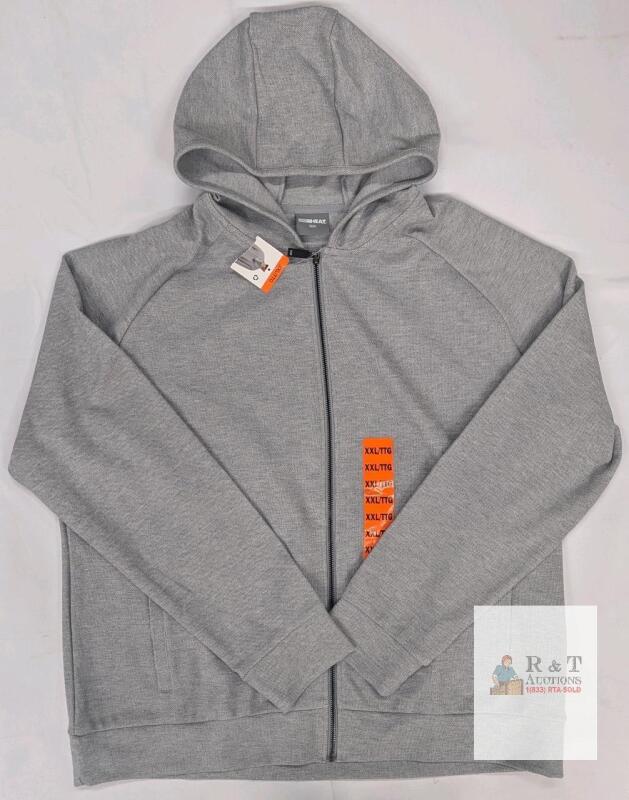 NEW 32 Degrees Heat Men&rsquo;s XXL Full Zip Hoodie Sweatshirt &ndash; Light Grey, NWT, Tech Fleece