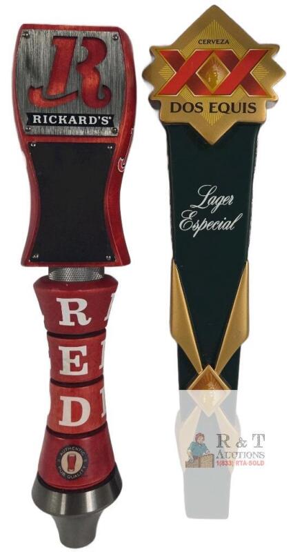 Rickard's Red and Dos Equis Lager Especial Beer Tap Handles, 12", Collectible, 3/8" Thread