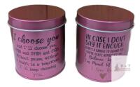 NEW Gift Scented Candle Set, Rose Aroma, 2x 9oz Pink Inspirational Soy Tin, Gift Boxed