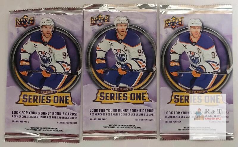 2025-26 Upper Deck Series One Hockey 3-Pack &ndash; 4 Cards/Pack, Sealed, Young Guns Chase
