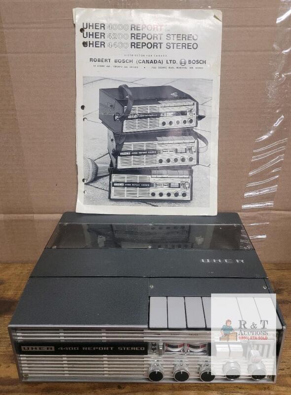 UHER 4400 Report Stereo Reel-to-Reel Recorder, 2-Channel, 4-Speed, Manual & Power Supply- <br/>Untested